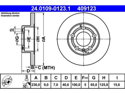 Brzdový kotouč zadní ATE Seat Cordoba, Leon, Ibiza, Toledo