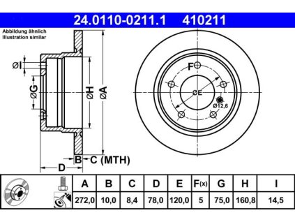 Brzdový kotouč zadní ATE BMW 3