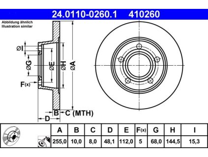 Brzdový kotouč zadní ATE Audi A6, Allroad