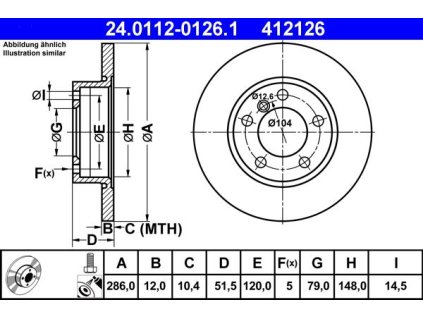 Brzdový kotouč přední ATE BMW 3, Z3