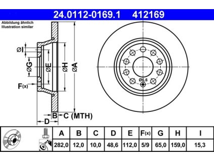 Brzdový kotouč zadní ATE Audi A3