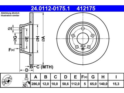 Brzdový kotouč zadní ATE Audi TT