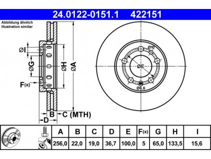 Brzdový kotouč přední ATE Škoda Fabia,Octavia,Roomster