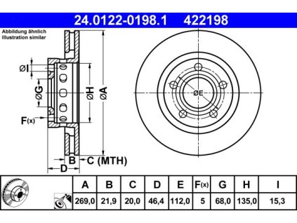 Brzdový kotouč zadní ATE Audi A8