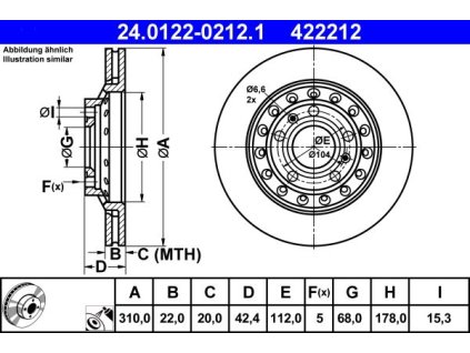 Brzdový kotouč zadní ATE Audi A8