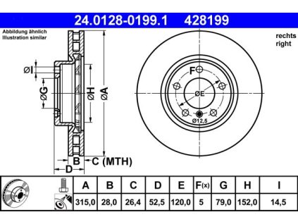 Brzdový kotouč přední ATE BMW 3