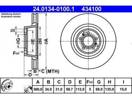 Brzdový kotouč přední ATE VW Phaeton