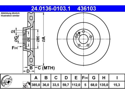 Brzdový kotouč přední ATE Audi A8
