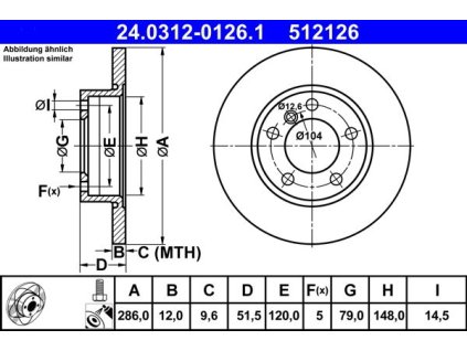 Brzdový kotouč přední ATE Power disk BMW 3, Z3
