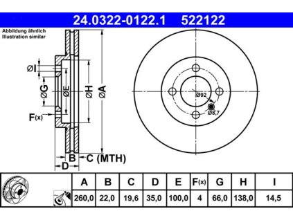 Brzdový kotouč přední ATE Power disk BMW 3, Z1
