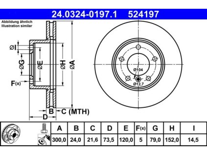 Brzdový kotouč přední ATE Power disk BMW 1, 3, Z4