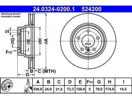 Brzdový kotouč přední ATE Power disk BMW 1, 3