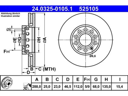 Brzdový kotouč přední ATE Power disc Audi A4 , A6 ,100