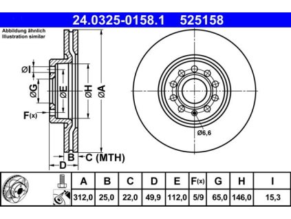 Brzdový kotouč přední ATE Power disc Škoda Octavia, Superb