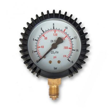 Manometer Argon/CO2 315 Bar - 1/4" 63 mm