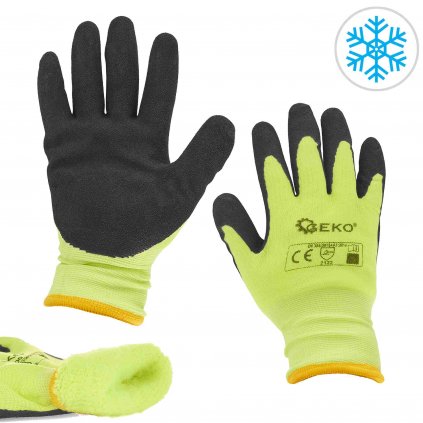 Zateplené zimné pracovné rukavice, fluorescenčné, veľkosť 10 (12/120)