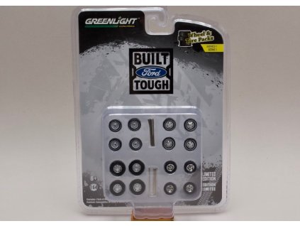 Sada kol+pneu+hřídelky %22Built Ford Tough%22 1 64 Greenlight 16010 B 01
