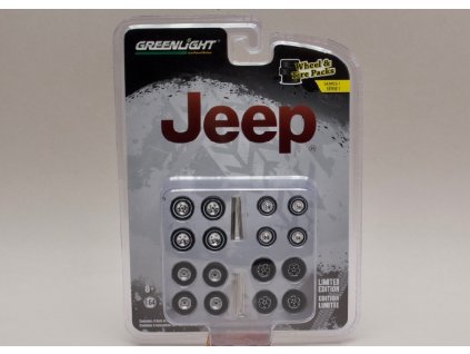 Sada kol+pneu+hřídelky %22Jeep%22 1 64 Greenlight 16010 C 01