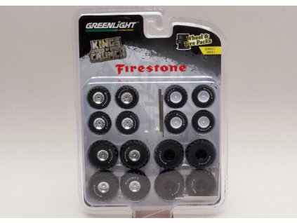 Sada kol+pneu+hřídelky %22Kings of Crunch Firestone%22 1 64 Greenlight 16010 A 01
