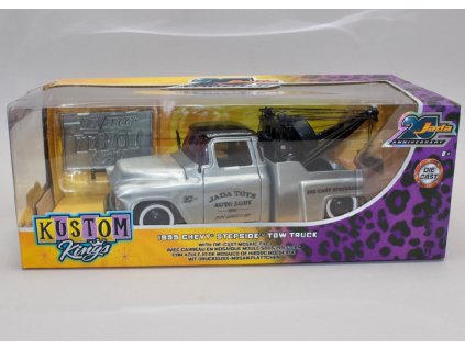 Chevrolet Stepside1955 Tow Truck 20th anniversary series leštěný kov černá 1 24 Jada Toys 45002 01