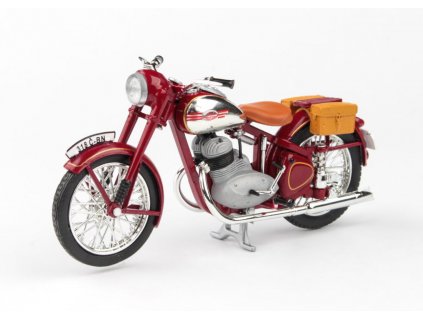 Jawa 350 Pérák 1950 s brašnama tmavě červená 1 18 Abrex 100118M 008 1 01