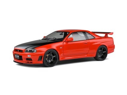 Nissan Skyline R34 GT R 1999 červená černá kapota 1 18 Solido 1804305 01