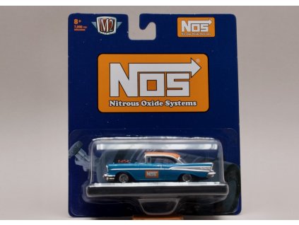 Chevrolet Bel Air 1957 %22NOS%22 modro oranžová 1 64 M2 Machines 11228 R70 01