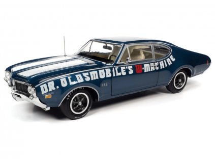 Oldsmobile Cutlass 442 Coupe 1969 2 dvéřové modrá %22W machine%22 1 18 Auto World AMM1235