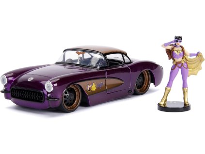Chevrolet Corvette 1957 s figurkou %22Batgirl%22 fialová zlatá 1 24 Jada Toys 253255007 01