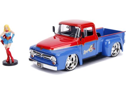 Ford F 100 Pick Up 1956 s figurkou %22Supergirl%22 červeno modrá 1 24 Jada Toys 253255008 01