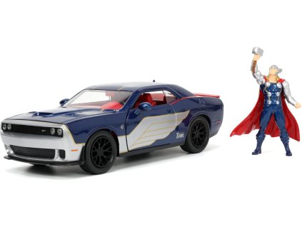 Dodge Challenger SRT Hellcat 2015 + figurka %22Thor%22 modro červeno stříbrná 1 24 Jada Toys 253255032 01