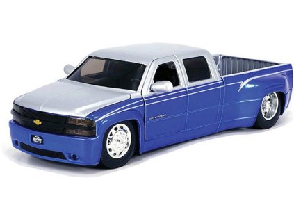 Chevrolet Silverado Dually 1999 %22Just Trucks serie%22 modro stříbrná 1 24 Jada Toys 34783 01