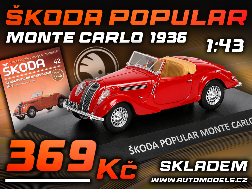 Škoda Popular Monte Carlo 1936 1:43 - ŠKODA DeAgostini časopis s modelem #42