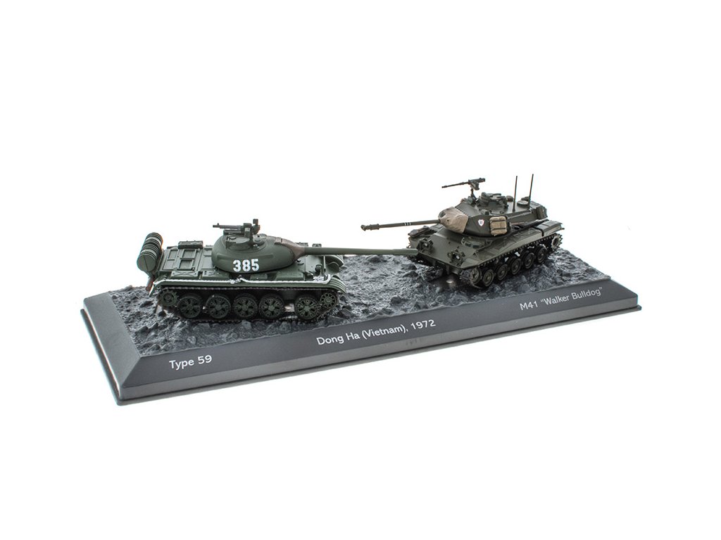 Sada Tanků: Dong Ha 1972 Type 59 - M41 Walker Bulldog 1:72 časopis se sadou  Set of tanks: The Battle of Dong Ha Vietnam 1972 Type-59 vs M41 Walker Bulldog - World of tanks