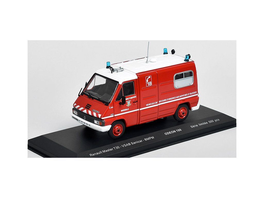 Ottomobile 1:18 Renault Master T30 VSAB Pompiers Marseille 1980 rouge OT1107 modèle voiture