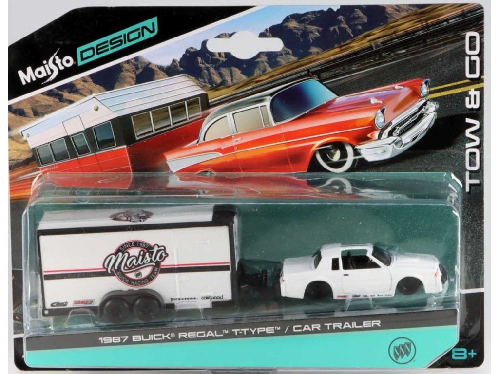 Buick Regal T-Type 1987+ přívěs Maisto 1:64 - Maisto  Buick Regal + Car Trailer - kovový model