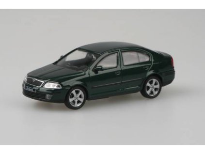 Škoda Octavia 2004 tm. zelená 1:43 - Abrex  Škoda Octavia II 2004 - Zelená Natur Metalíza - kovový model autíčka
