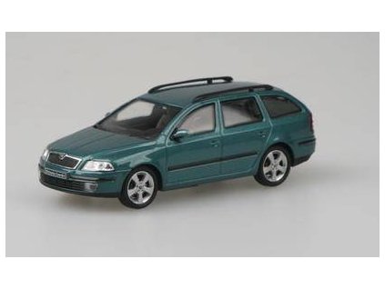 Škoda Octavia II Combi 2004 Zelená Island Metalíza 1:43 - Abrex  Škoda Octavia 2 Combi 2004 - Zelená Island Metalíza - kovový model auta