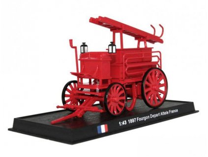10 - 1897 Fourgon Depart Attele Francie - hasičské -  Kolekce hasičských vozidel  1897 Fourgon Depart Attele Francie z časopisu Kolekce hasičských vozidel