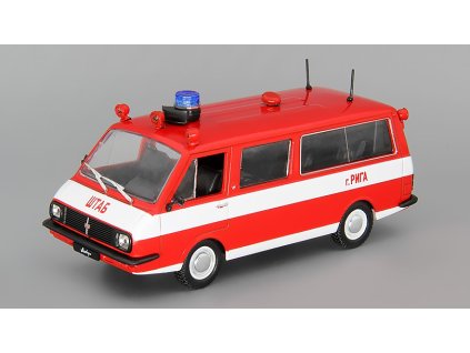 RAF-22034 Hasičské auto 1:43 - AUTO ve službě časopis s modelem #12  RAF 22034 - kovový model hasičského auta