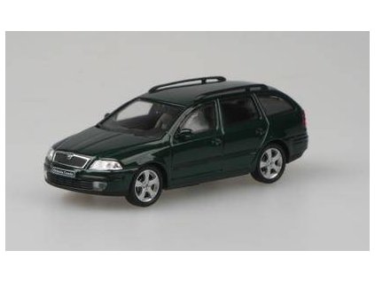 Škoda Octavia Combi 2004 tm. zelená 1:43 - Abrex  Škoda Octavia II Combi - Zelená Natur Metalíza - kovový model auta