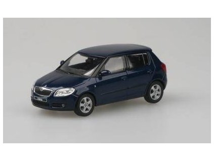 Škoda Fabia 2 tm. modrá 1:43 - Abrex  Škoda Fabia II 2006 - Modrá Storm Metalíza - kovový model auta
