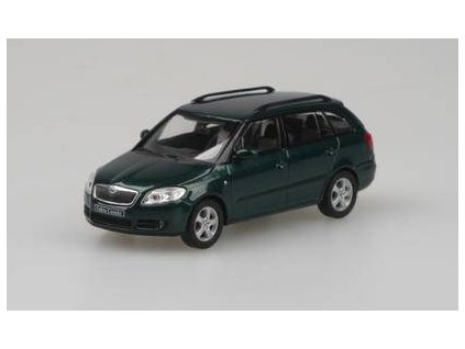 Škoda Fabia 2 Combi zelená 1:43 - Abrex  Škoda Fabia II Combi 2007 - Zelená Amazonian Metalíza - kovový model auta