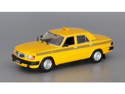 Volga GAZ-3110 Taxi 1:43 - Auto ve službě - časopis AutoModels s modelem  Volha GAZ 3110 Taxi - kovový model auta