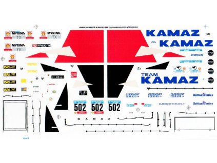 Časopis s Obtisky na modely KAMAZ 502 Rally  1/43  DeAgostini  Dekály - obtisky na modely 1/43  - KAMAZ 502 Rally