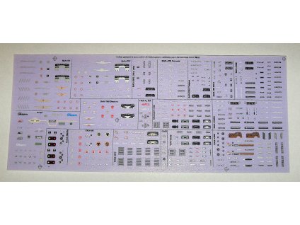 Obtisky na modely - emblémy, palubni deska - SADA #2 Auta SSSR - ZAZ, VAZ, ZIL  Dekály - obtisky na modely 1/43