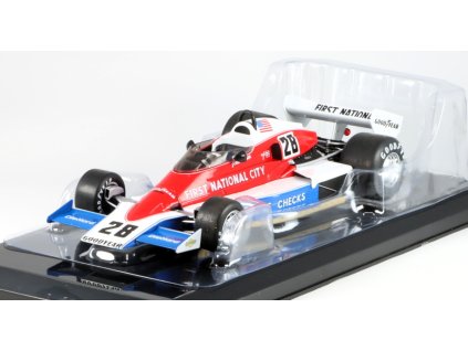 Penske PC4 #28 1976 John Watson 1:24 -  časopis s modelem  Penske PC4 - kovový model