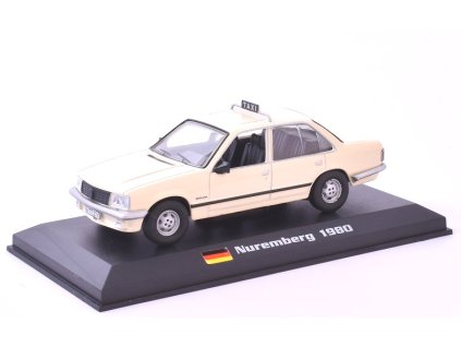 Opel Rekord E 1:43 Nuremberg - Taxíky světa časopis s modelem  Opel Rekord E - Nuremberg- 1980 - kovový model taxi