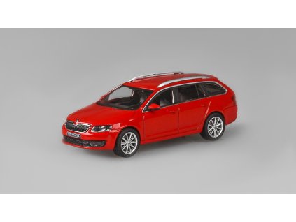 Škoda Octavia III Combi 2013 Červěná Corrida 1:43 - Abrex  Škoda Octavia 3 Combi 2013 Red Corrida Uni - kovový model auta 1/43