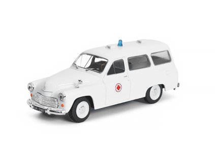 Warszawa 202A sanitka 1959 1:43 Kultovní auta PRL-u časopis s modelem  Varšawa  Warszawa 202 A ambulance combi 1959 - kovový model auta